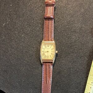 Liz Claiborne Brown Leather Strap Watch with Gold-Tone Dial